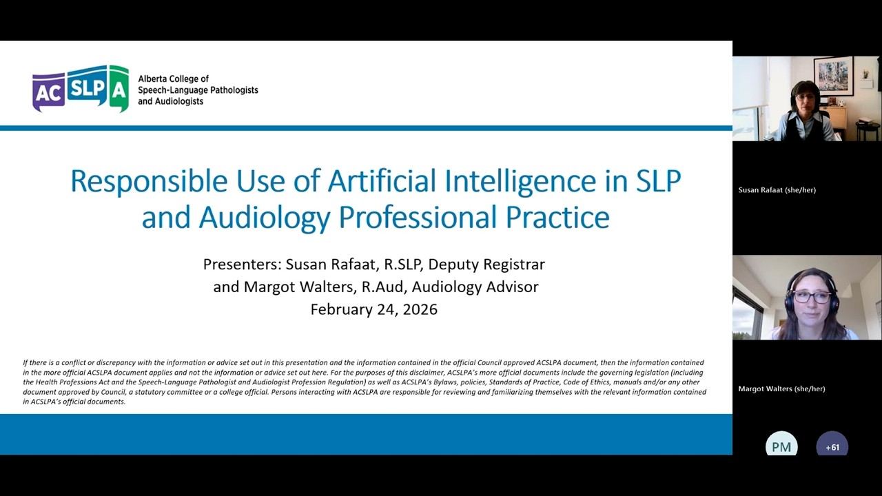 ACSLPA Lunch & Learn Webinar - Guideline: Responsible Use of AI in SLP and Audiology