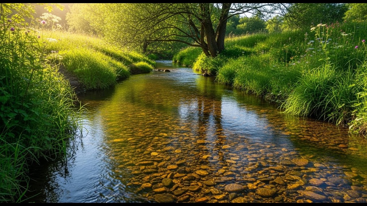 Deep Relaxation And Meditation With Flowing Waterfall And Soothing Forest Birds