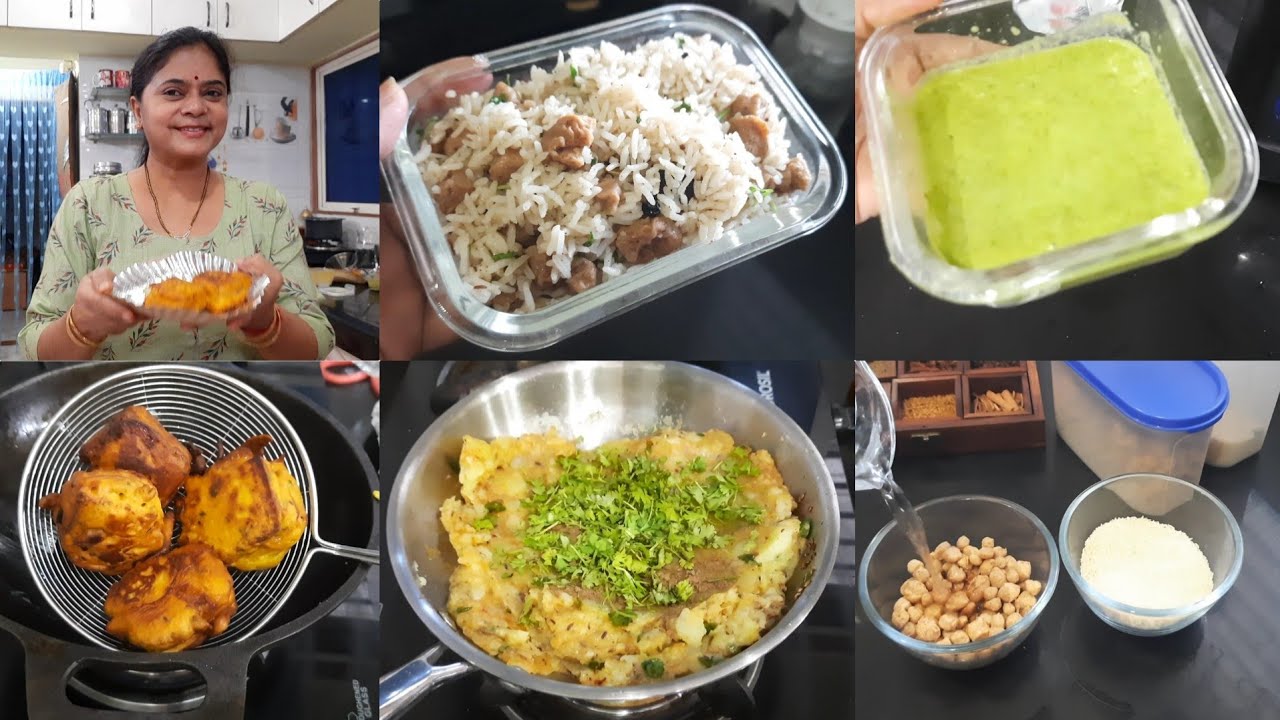 ट्रेन me सफर के liye बनाया tiffin box & Dinner🍔 bread pakoda, soya pulao, pudine ki chutney