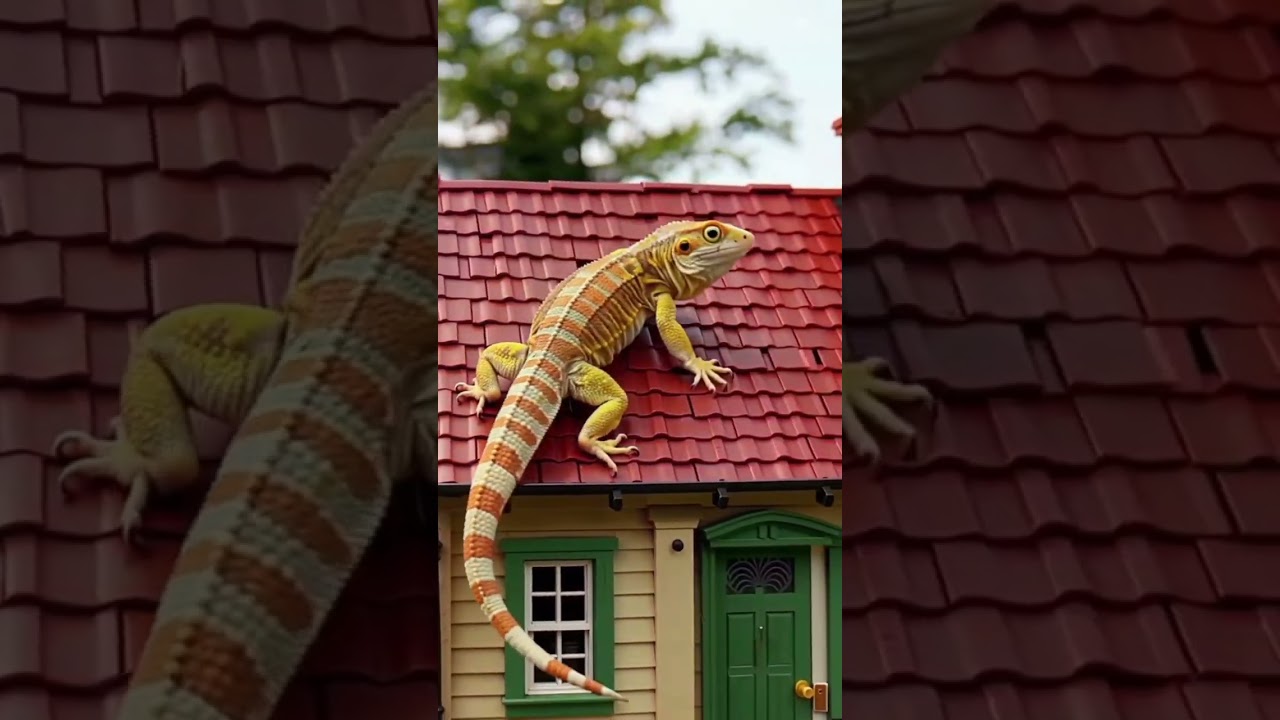 Giant Gecko on a Toy House &ndash; Unreal Climb in 4K #gecko #petgecko #greengeckos #leopardgecko