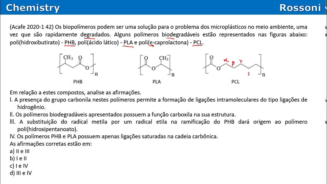 Acafe 2020 1 Medicina - Q42 Biopol&iacute;meros: PHB, PLA e PCL