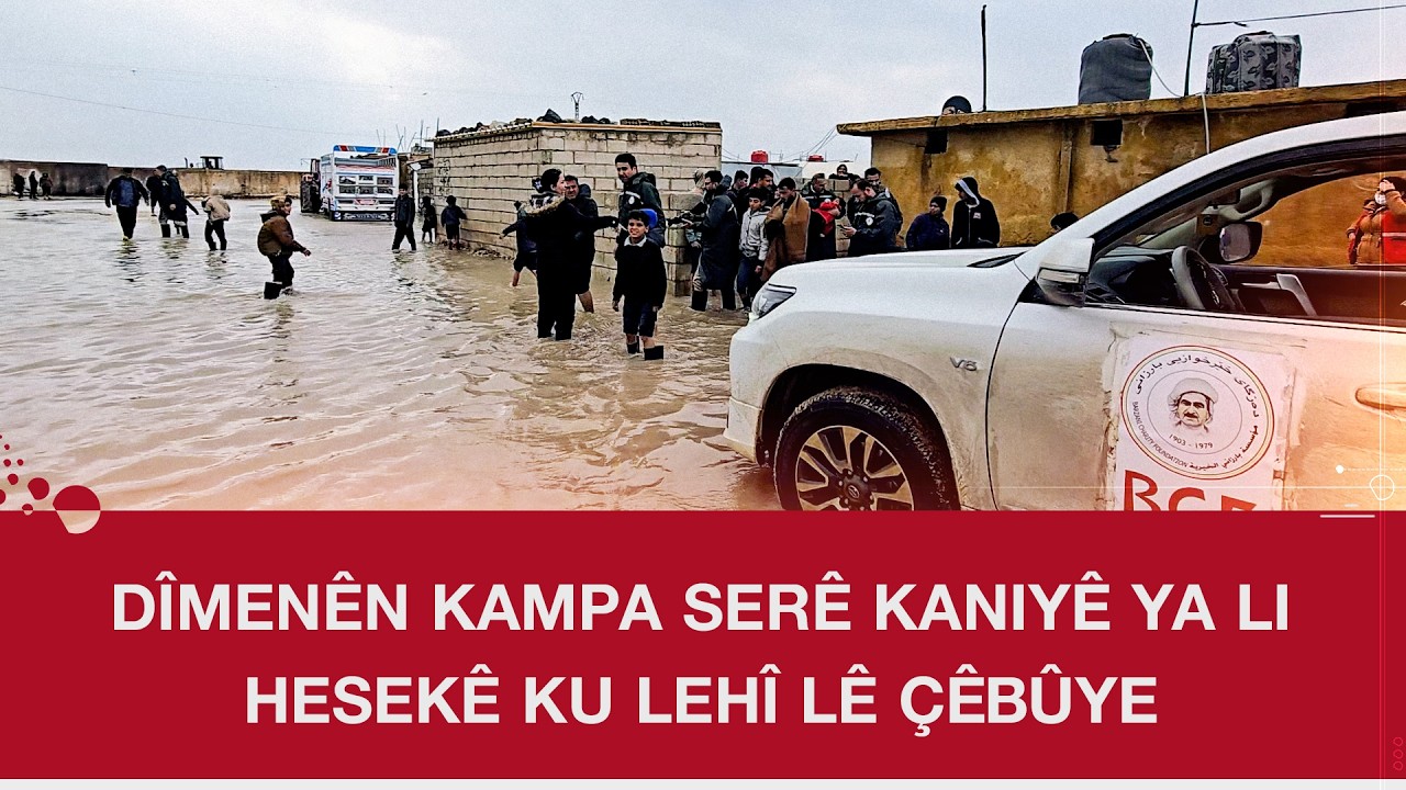 Dîmenên kampa Serê Kaniyê ya li Hesekê ku lehî lê çêbûye