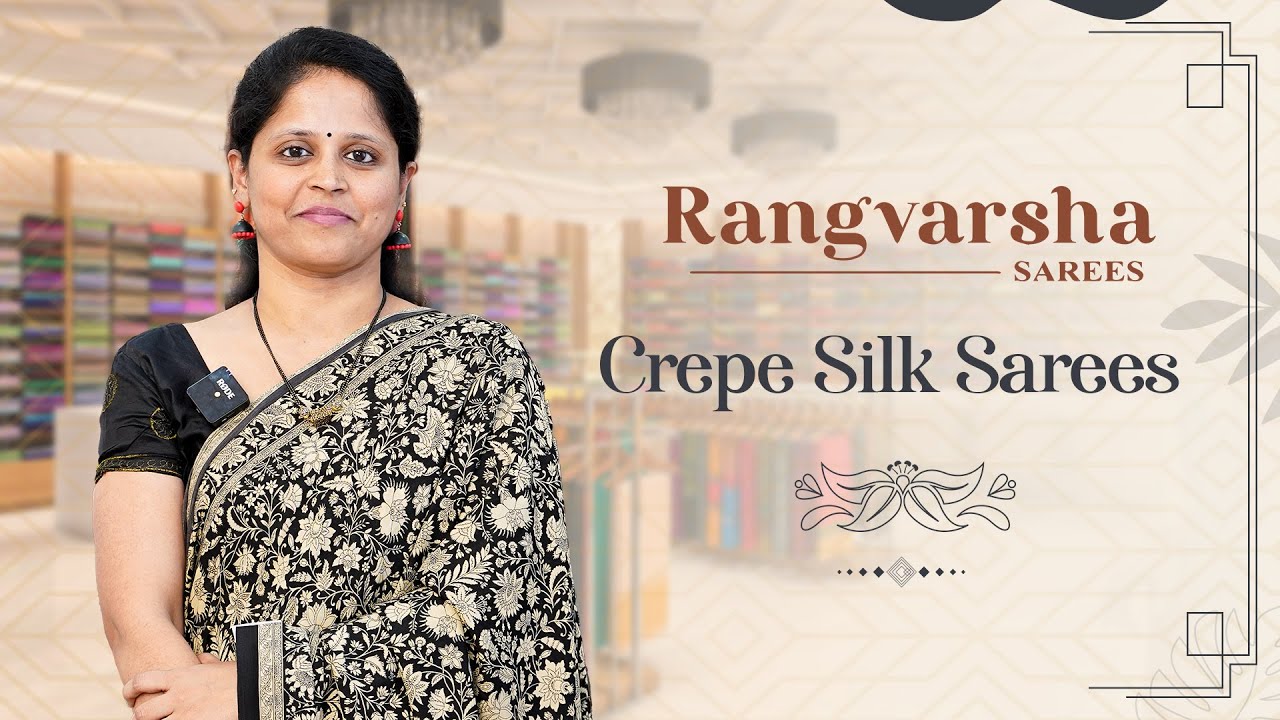 Crepe Sarees - Rangvarsha Sarees - Digital printed lightweight sarees with contrast printed blouse
