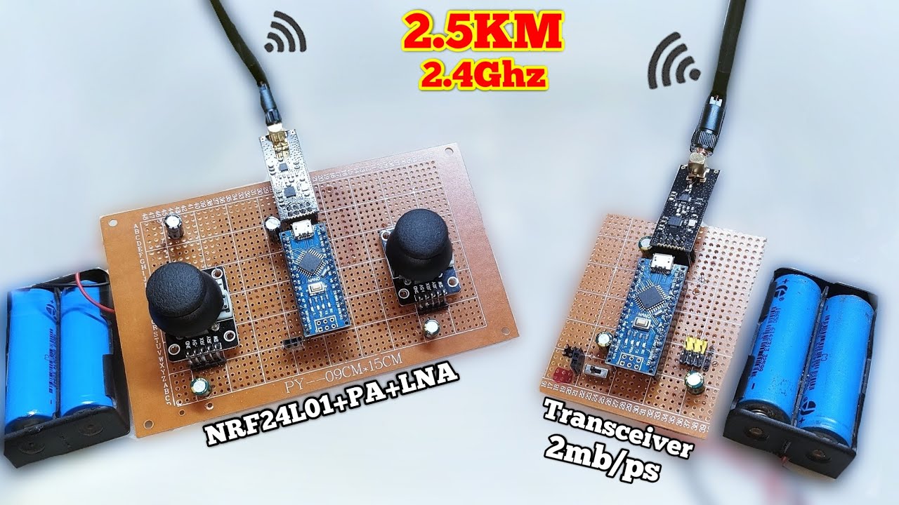 DIY 2.4Ghz - Remote Controller 2KM Using NRF24L01+PA-NLA ✓