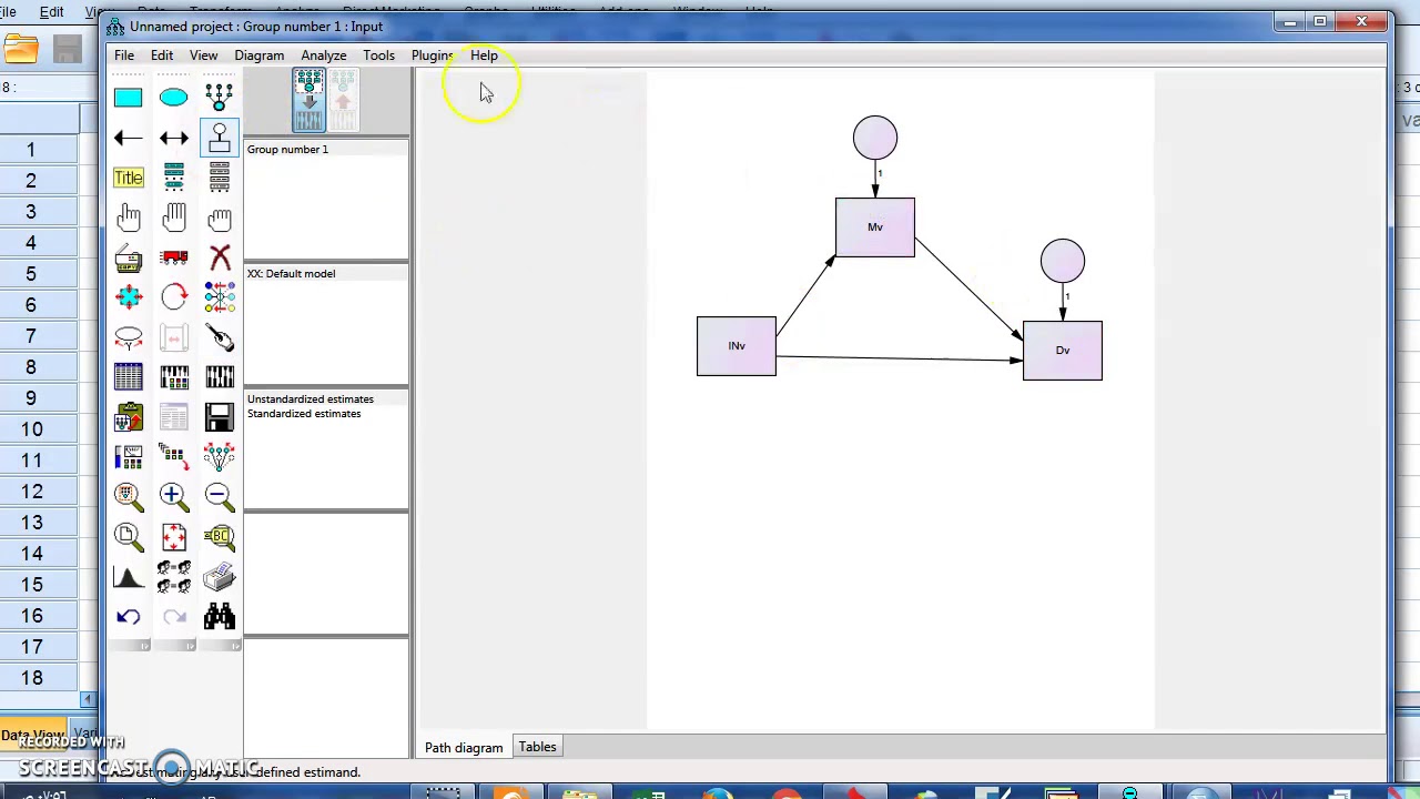 #SPSS v.23 : Lesson 112  Mediation in AMOS المتغير الوسيط والوساطة الكلية والجزئية