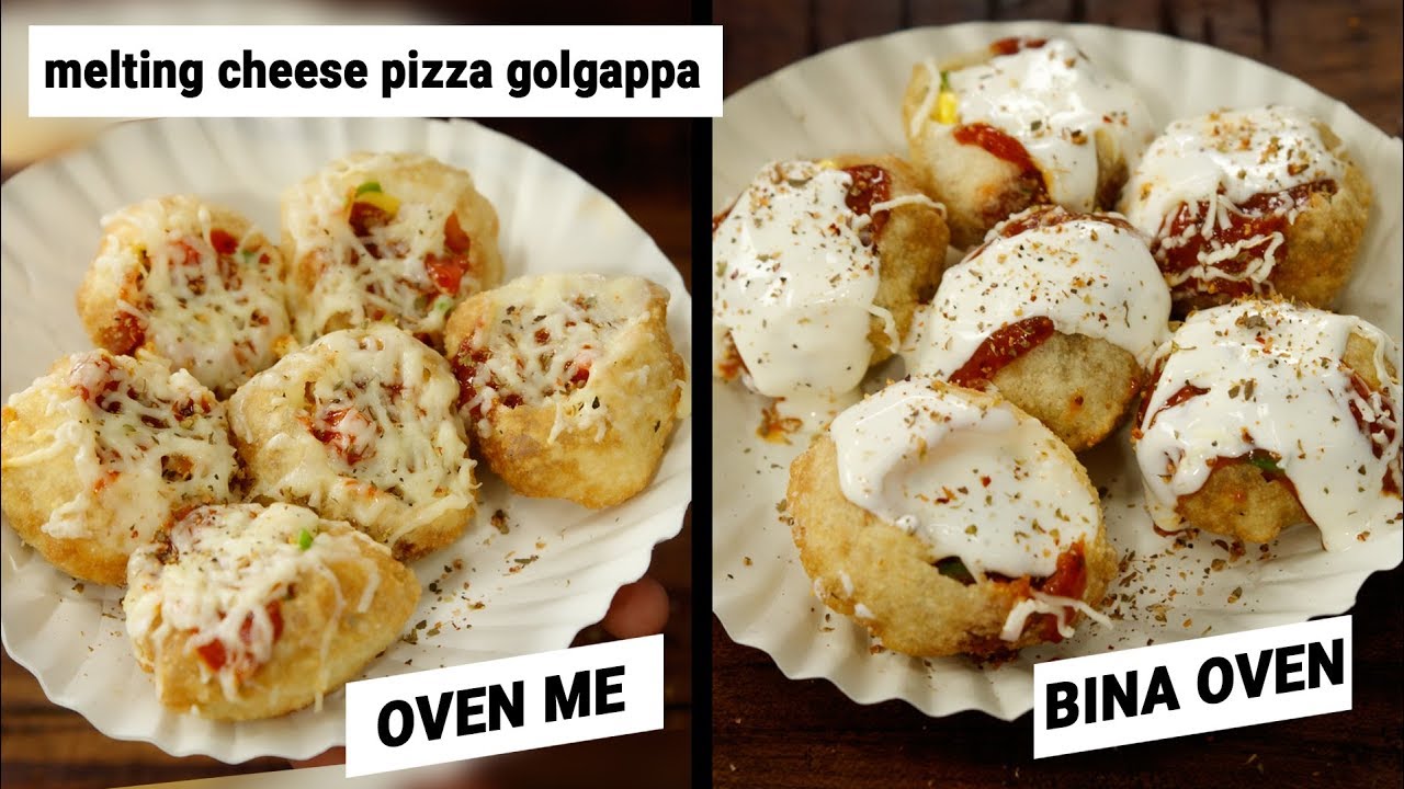 पानी पूरी पिज़्ज़ा का तरीका melting cheese bina oven pani puri pizza 2 tarika cookingshooking hindi
