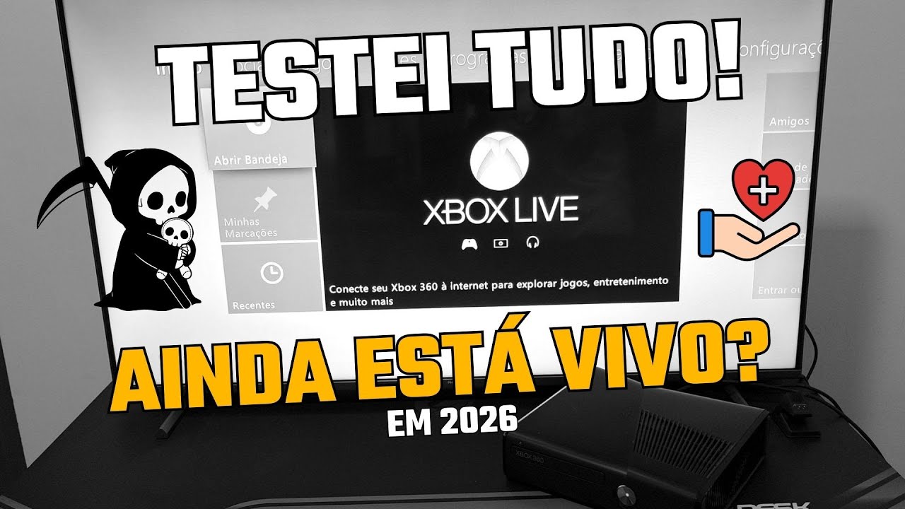 LIGANDO PELA PRIMEIRA VEZ O XBOX 360 EM 2026! - TESTANDO JOGOS, PERFIL E XBOX LIVE! (está vivo?)