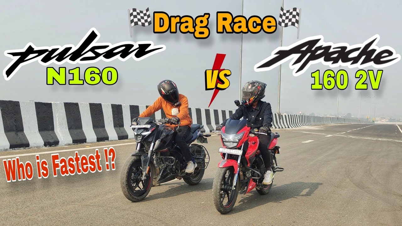 Pulsar N160 vs Apache RTR 160 2V Drag race - Who is Winner?