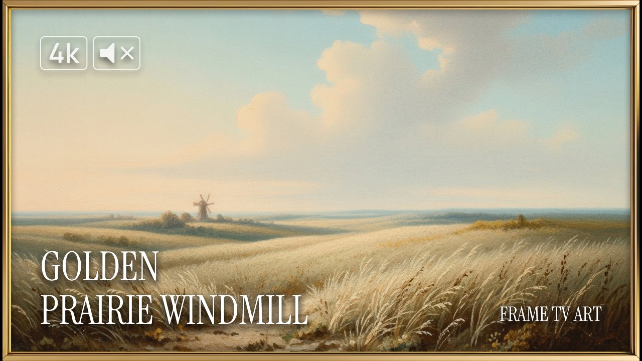 Golden Prairie Windmill – Vast | 4K Frame TV Art | No Music