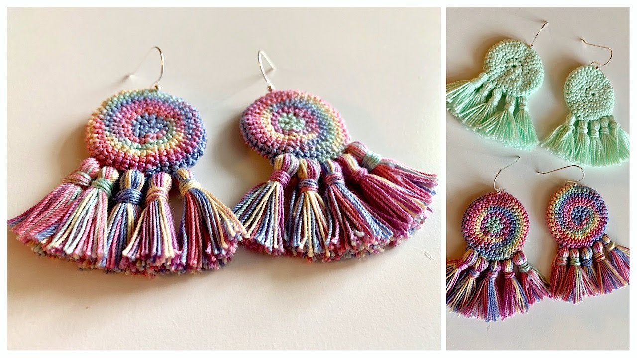 How to make Bohemian earrings ||Tassel earrings ||Crochet pattern || Crochet tassel earrings||