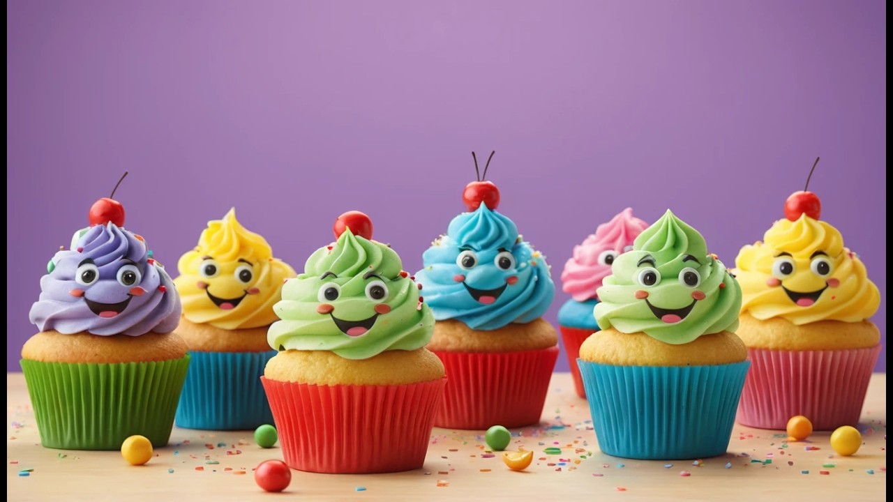 Seven Little Toy Cupcakes Yum Yum Yum | Counting Song & Play Food Nursery Rhymes