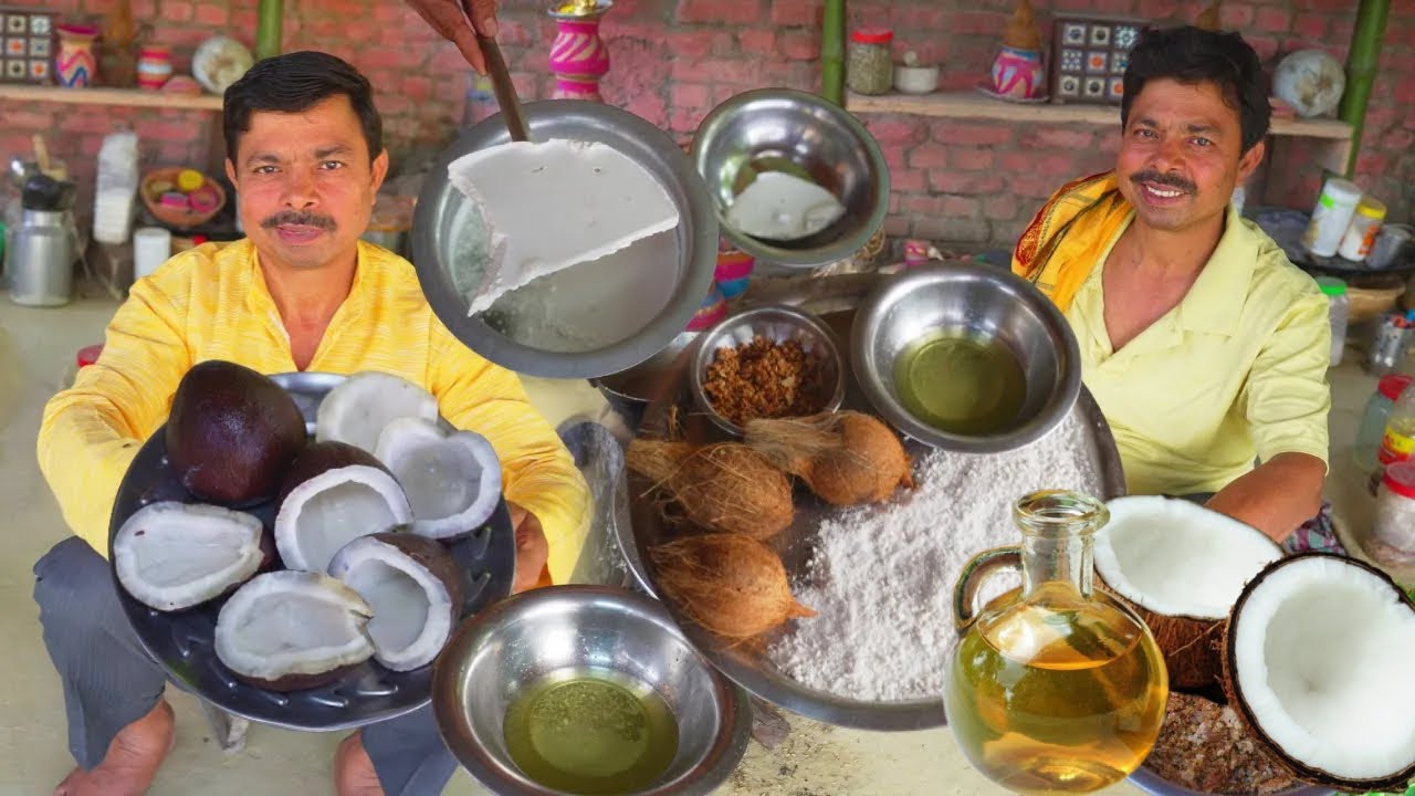 100% pure nariyal तेल निकालिये बिना मशीन coconut oil making at home नारियल का तेल ऐसे बनाया जाता है