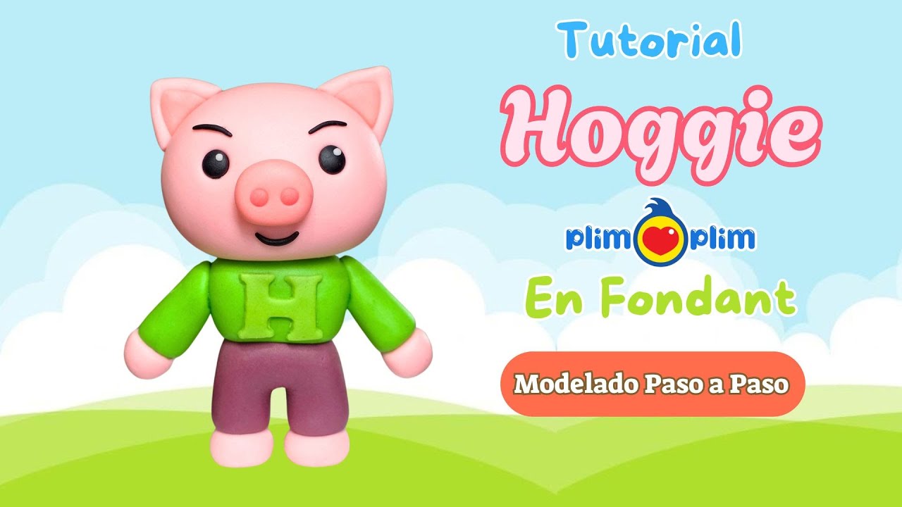 Cómo hacer a HOGGIE en Fondant// Payaso PLIM PLIM en fondant //cerdito fondant