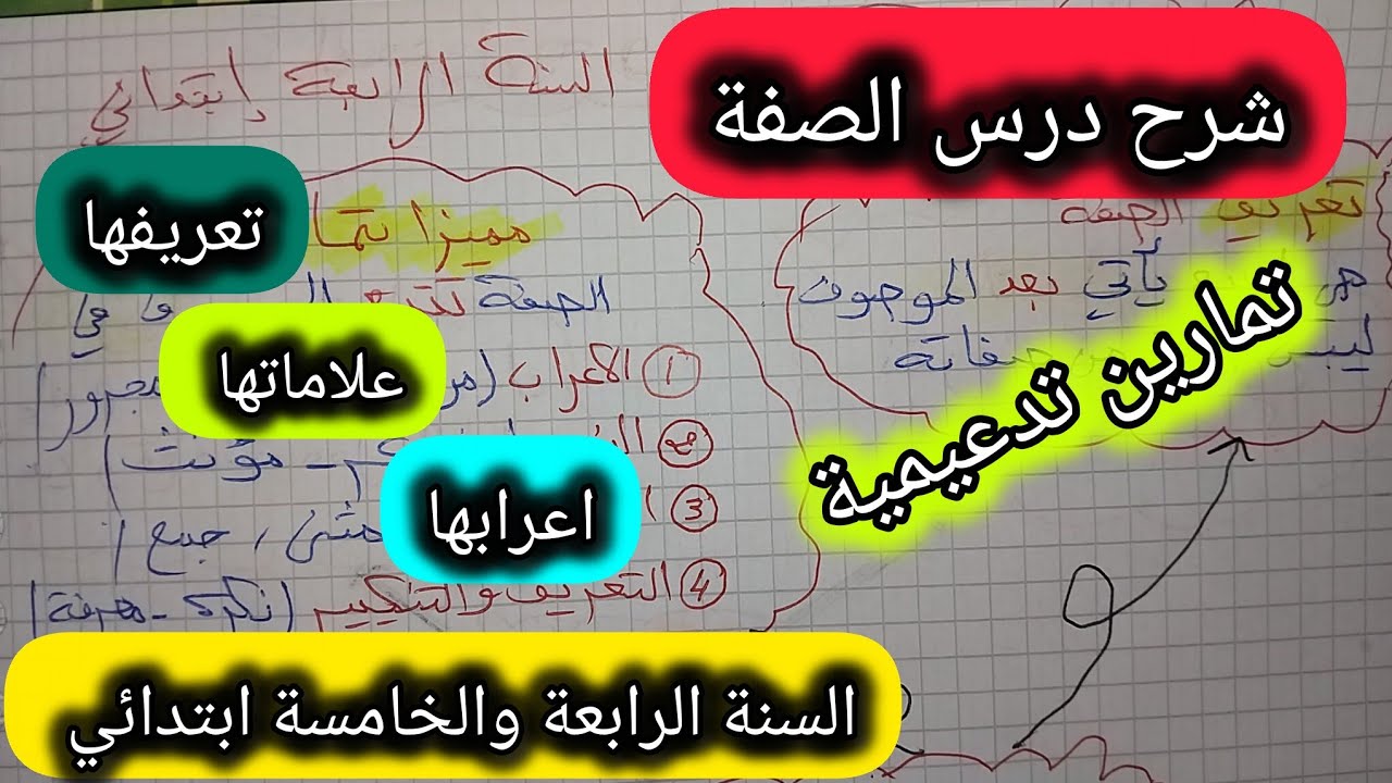 الصفة واعرابها(كيف نميّز الصفة والموصوف) السنة الرابعة والخامسة ابتدائي #الرابعة #ابتدائي 🔥+تدريبات💥