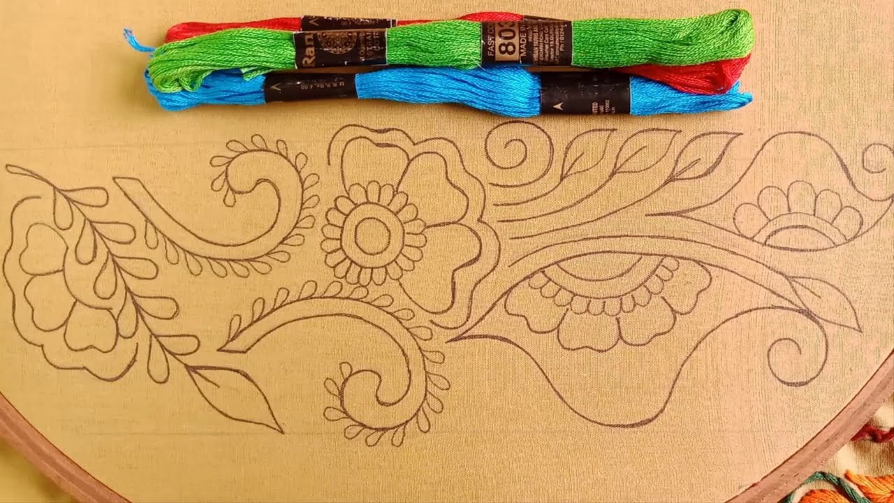 Hand Embroidery Bangladeshi Nokshi Katha Stitch Tutorial-165,আধুনিক নকশীকাঁথার ডিজাইন,Bordado a mano