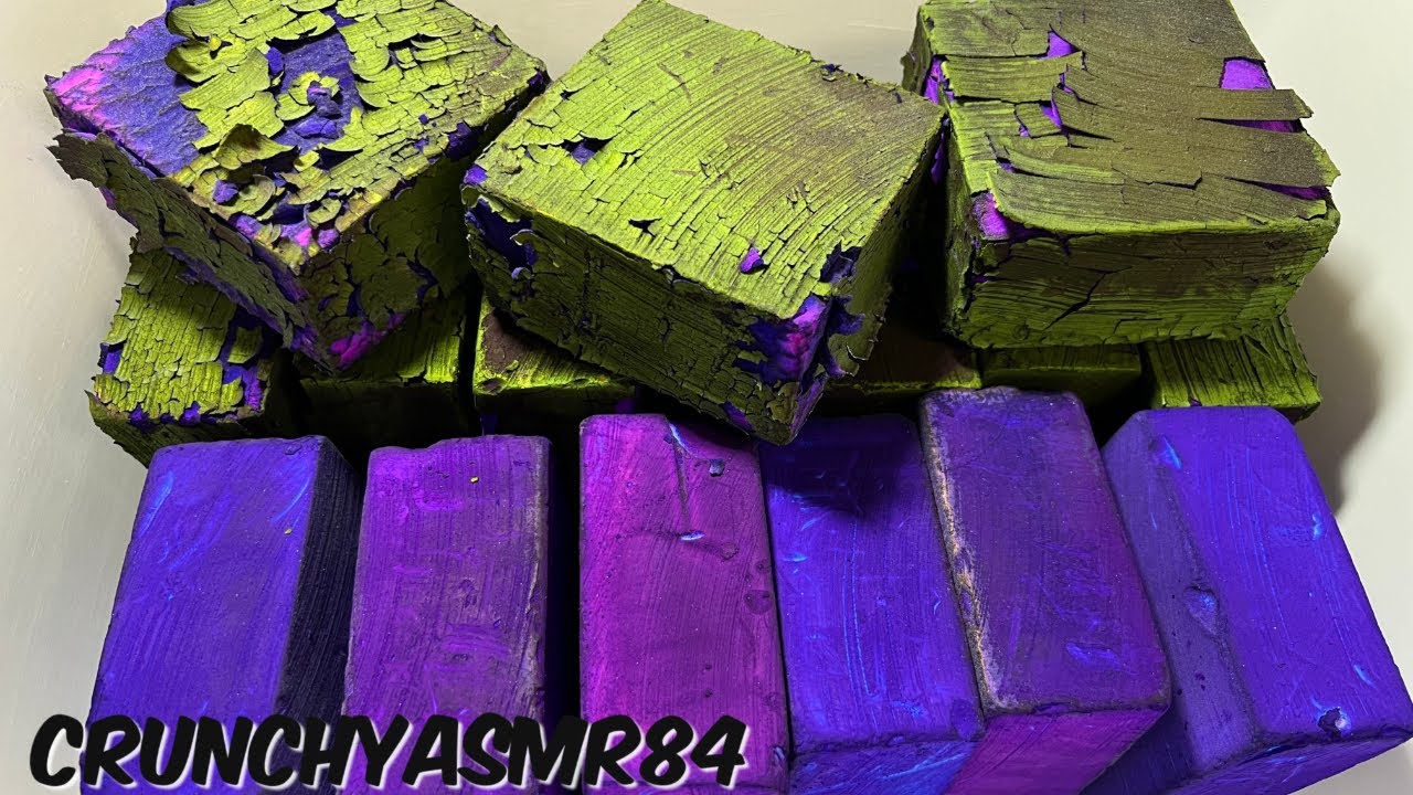 16 Bright Electric Purple Dyed Blocks | Oddly Satisfying | ASMR | Sleep Aid