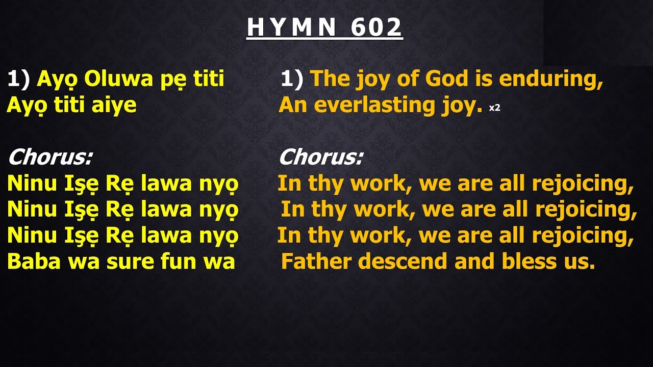 CCC Hymn 602 (Ayo Oluwa pe titi...Ninu ishe Re lawa nyo)...  CCC ,Redemption Parish Winnipeg. CA