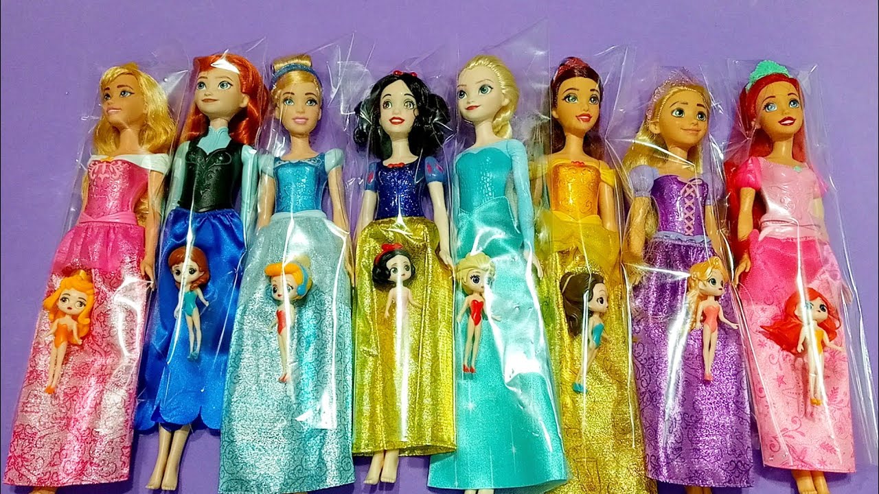Rainbow Disney Princess Doll Mattel and Original Dolls ~ DIY Miniature Dress Satisfying Dolls ASMR