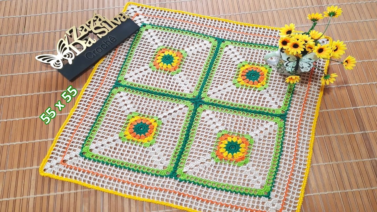TOALHA RETANGULAR OU QUADRADA EM CROCH&Ecirc; SQUARE MIMOSO @ZAZ&Aacute;S&Icirc;LV&Aacute;CROCH&Ecirc;