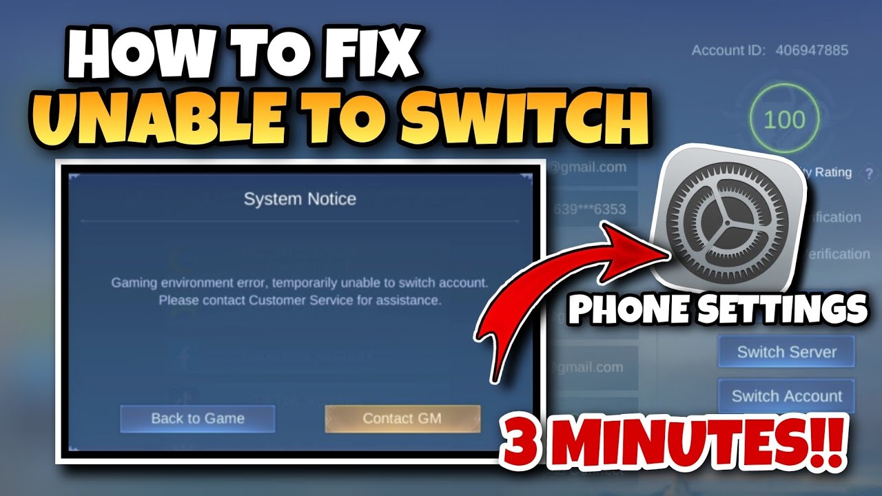 UNABLE TO SWITCH ACCOUNT | How To Fix Gaming environment error temporarily unable to switch account