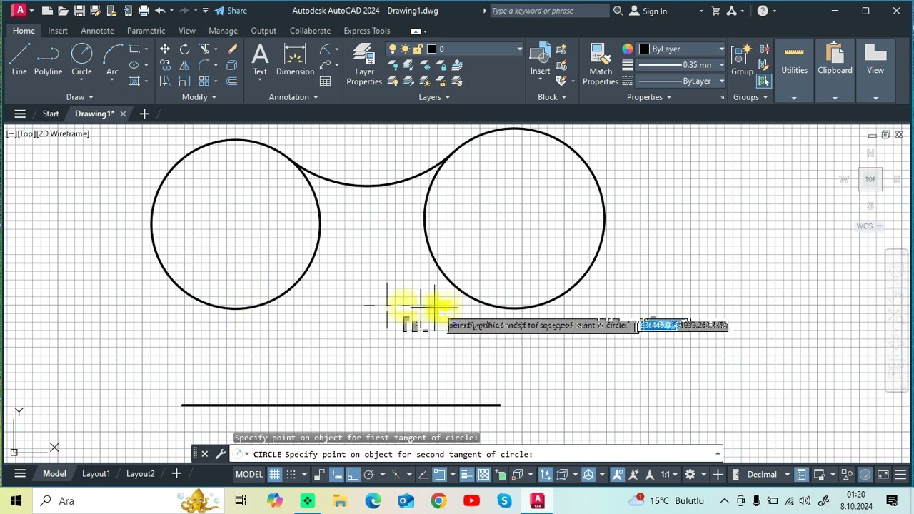 Autocad  Eğitim Videoları 2024  Circle Komutu/Tan Tan Radius/Tan Tan Tan #Autocad