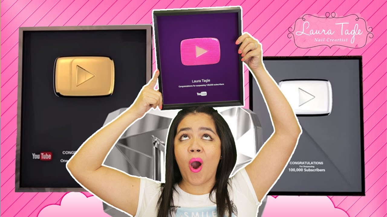 PINK YouTube Play Button hecho de ACRÍLICO para UÑAS!!!