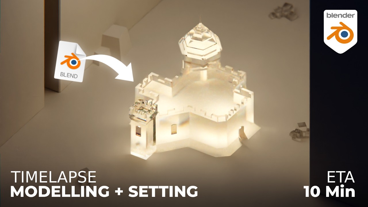 Blender 3.6: Isometric Low Poly Castle | Timelapse - No Talking
