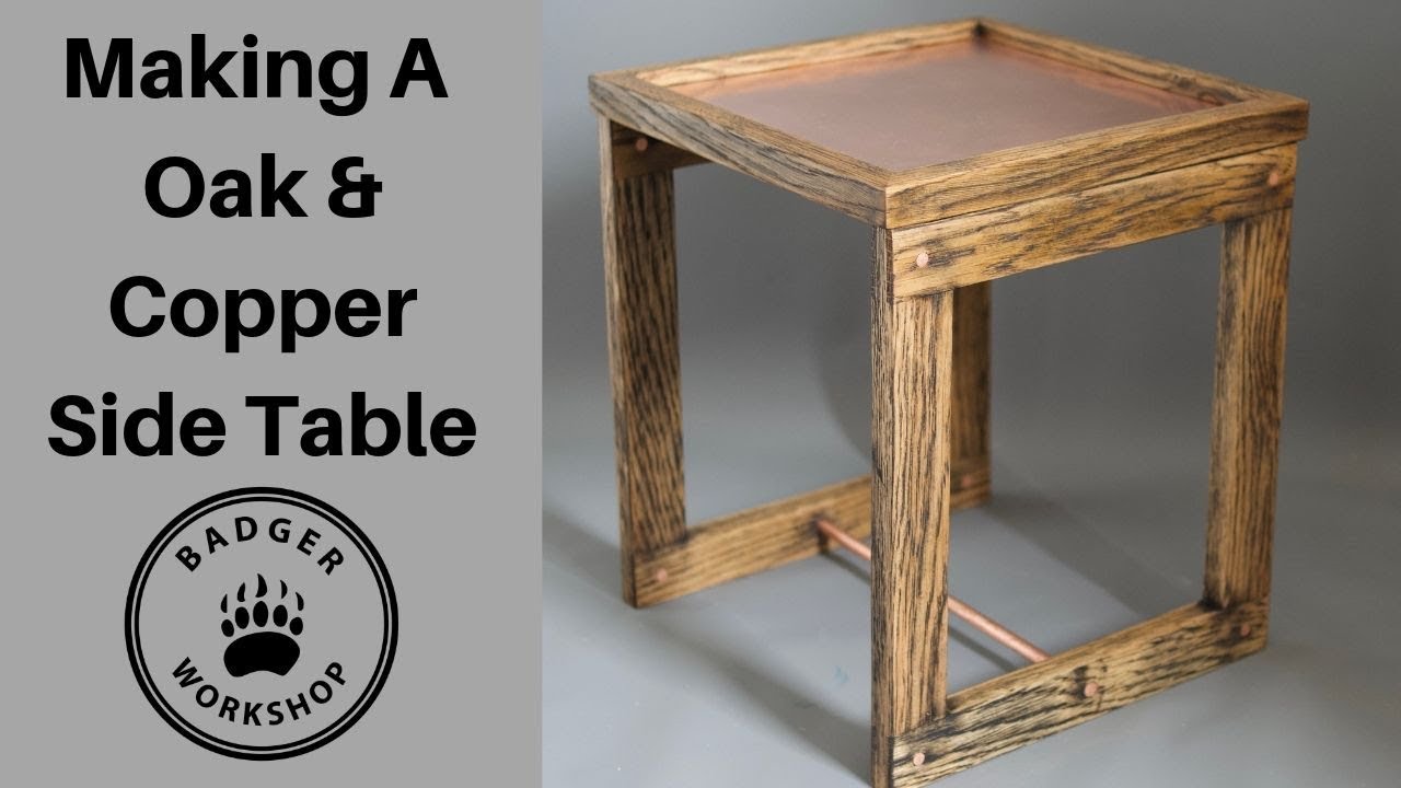 Oak & Copper Side Table