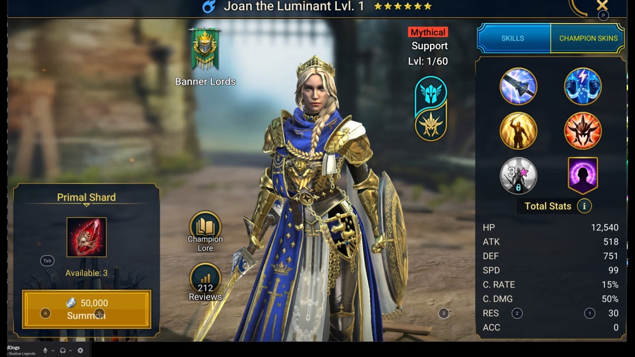 test run video(there's some issues)  live arena raid shadow legends Joan the luminant is amazing!