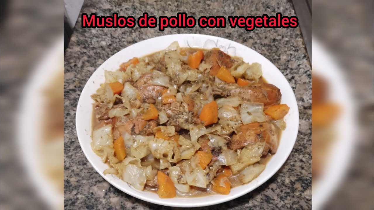 Receta de muslos de pollo con vegetales // cocina dominicana