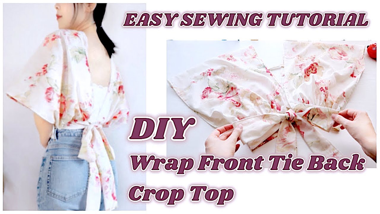 DIY Wrap Front Tie Back Crop Top / 手作り服 + ファッション / Costura / 옷만들기 / Sewing Tutorialㅣmadebyaya