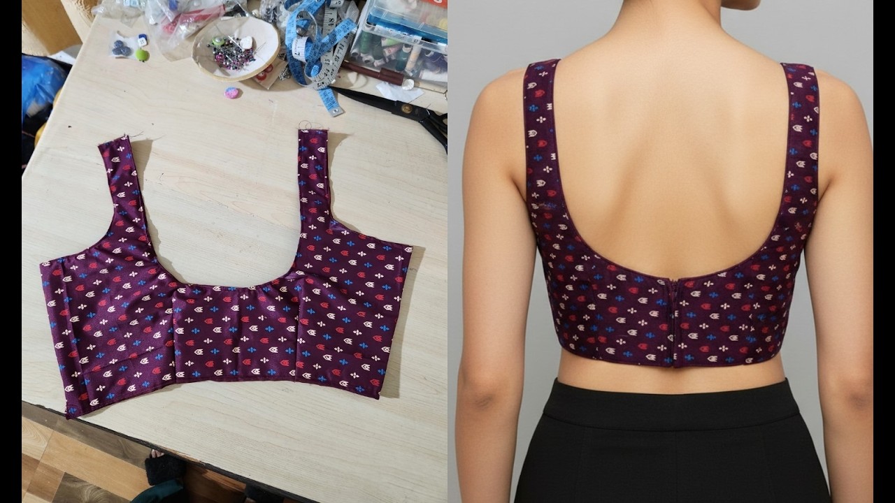 Deep Back Neck Blouse Cutting With Measurement
