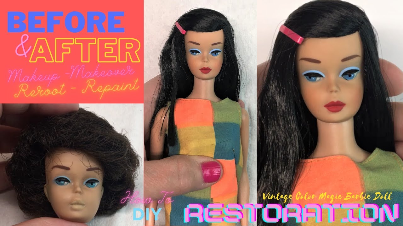 Vintage Midnight Color Magic Barbie Doll Restoration Repaint Repair Restore How to Before & After