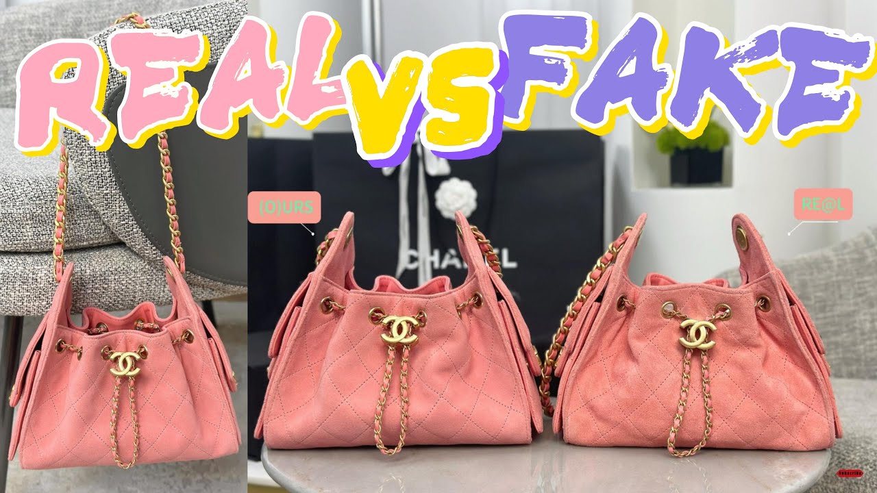 REAL VS FAKE Chanel Mini 25 Hobo Bag in Pink Suede leather Antique Gold Hardware reviews
