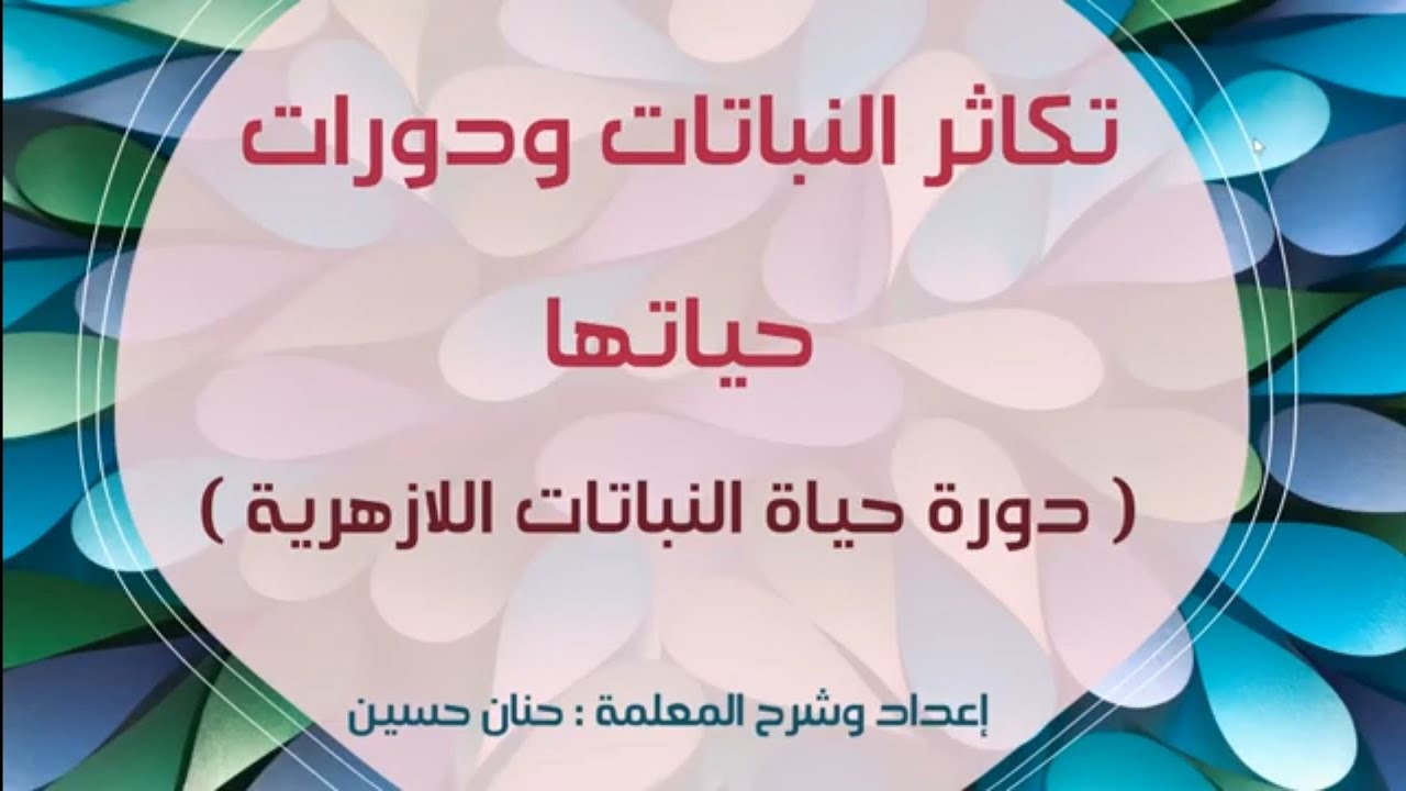 الصف الرابع : تكاثر النباتات ودورات حياتها 