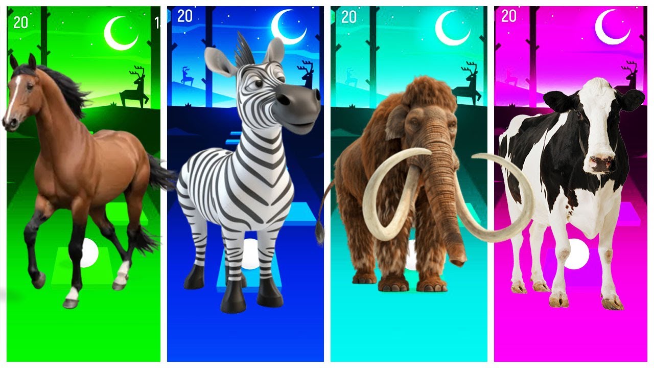 TILES HOP - FANNY HORSE 🆚 FANNY ZEBRA 🆚 FANNY MAMONTH 🆚 FANNY COW 🎯 in Tiles Hop EDM Rush🎶