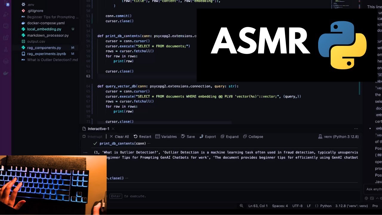 ASMR Refactoring a Project - Local RAG | keyboard typing | soft-spoken