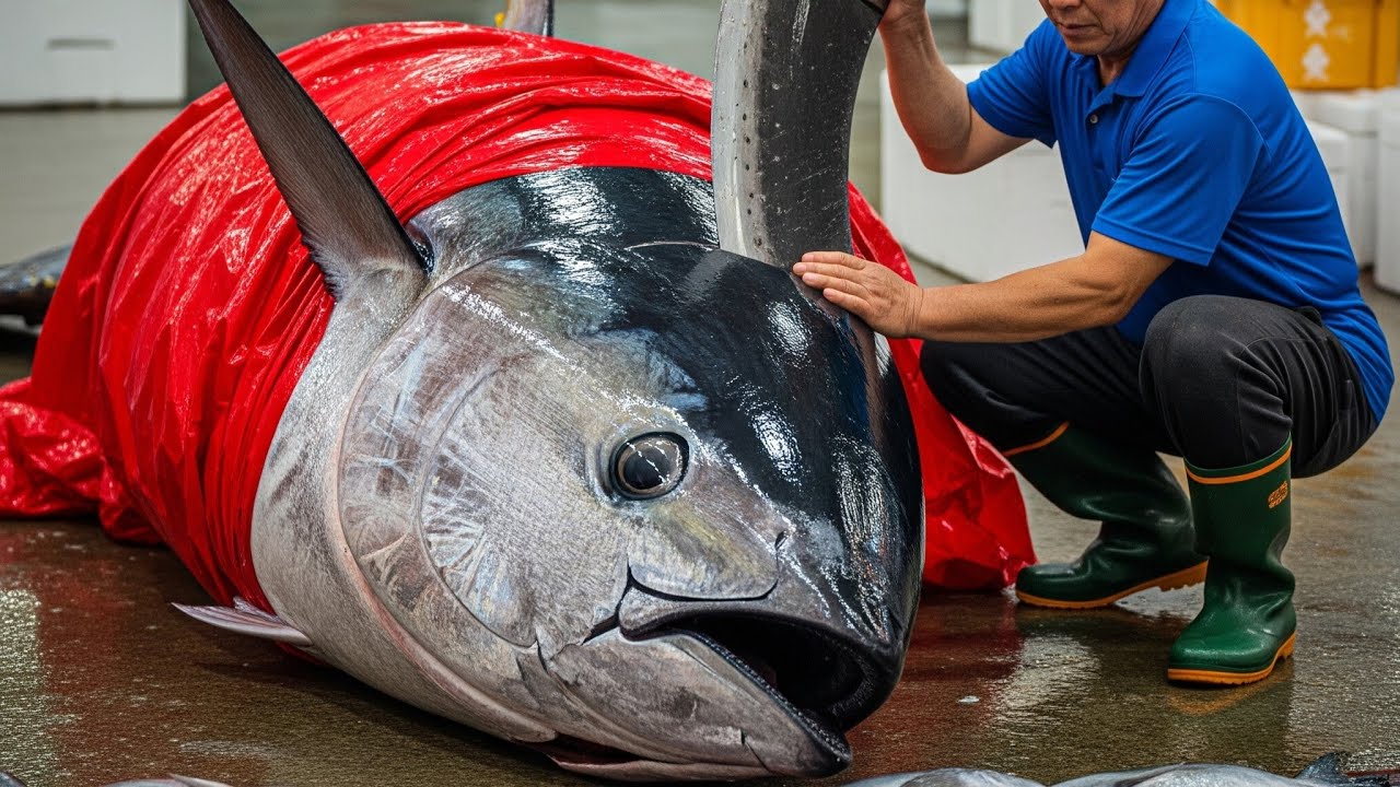 Only Pro Master Can Cut 485kg Bluefin Tuna Like This  #SushiChef #BluefinTuna #TunaArt #SeafoodMagic