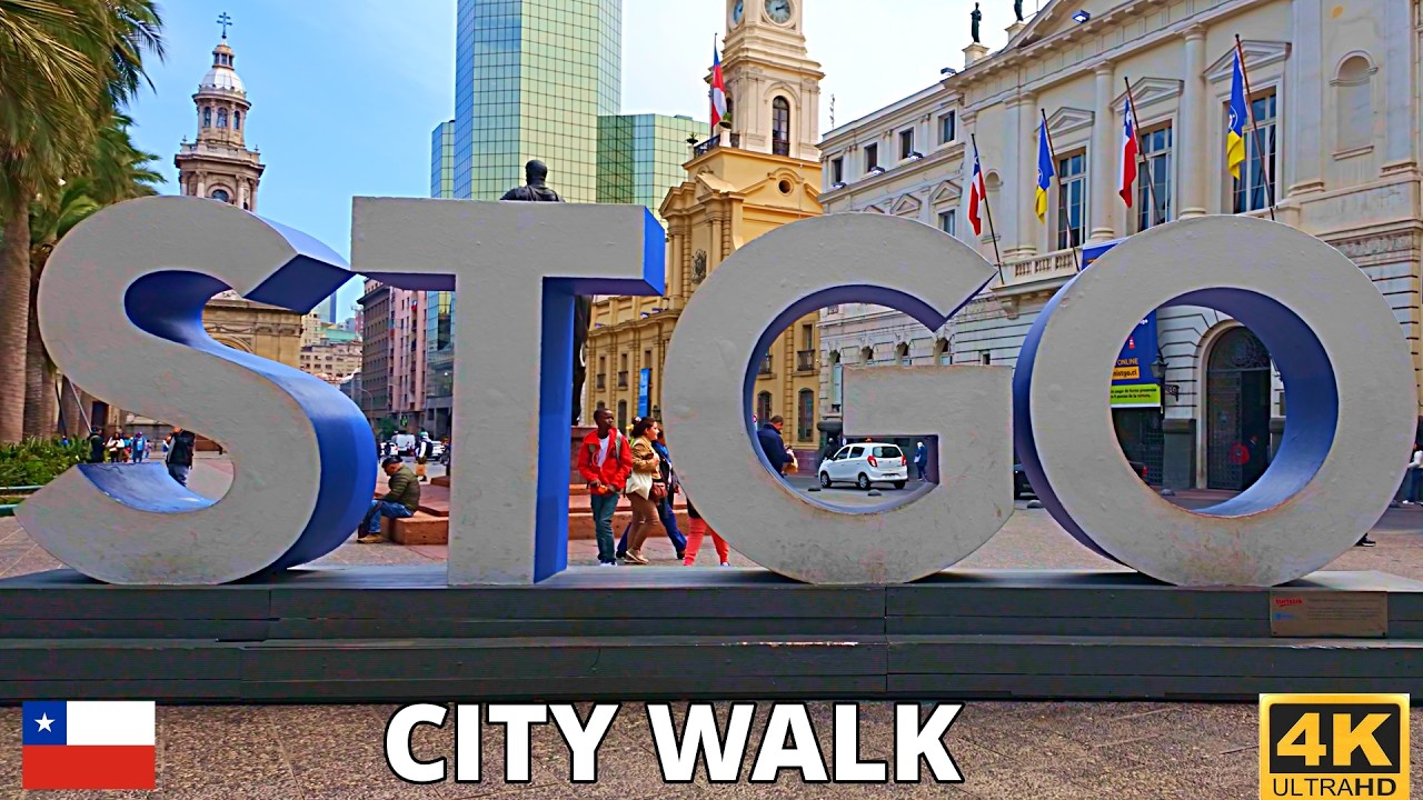 Santiago de Chile Walking Tour | City Under the Andes | 4K