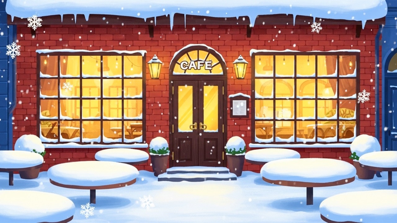 Snow Outside, Warm Café Inside ❄️ Winter Lofi Coffee Shop Ambience | Study & Relax