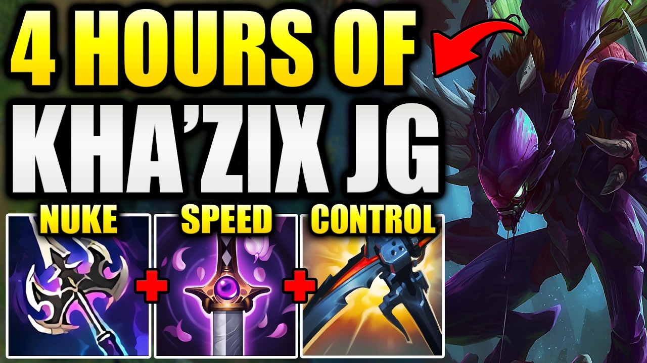 HOW TO CLIMB WITH KHA'ZIX JUNGLE IN S16 – THE 4 HOUR MOVIE! (+Build & Evo Guide)