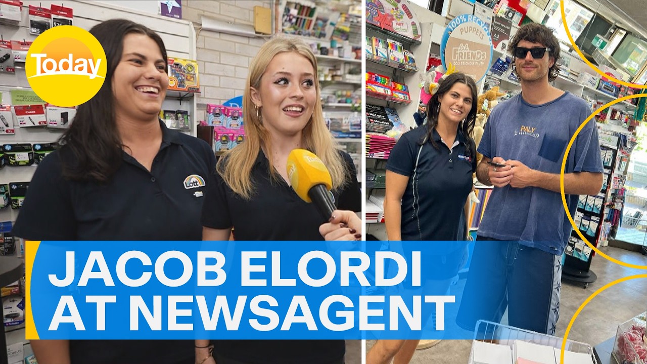 Newsagent workers left starstruck after running into Jacob Elordi | Today Show Australia