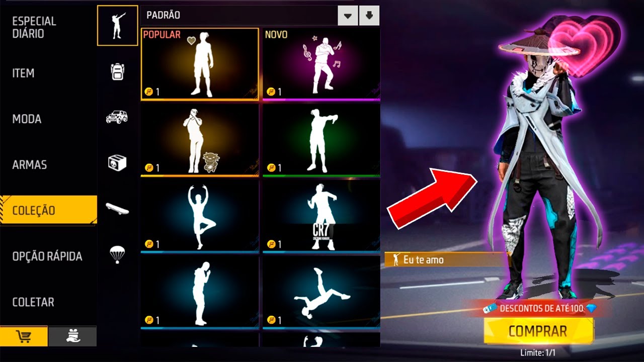 COMO COMPRAR EMOTES COM OURO NA LOJA DO FREE FIRE!! NOVA ATUALIZAÇÃO!!