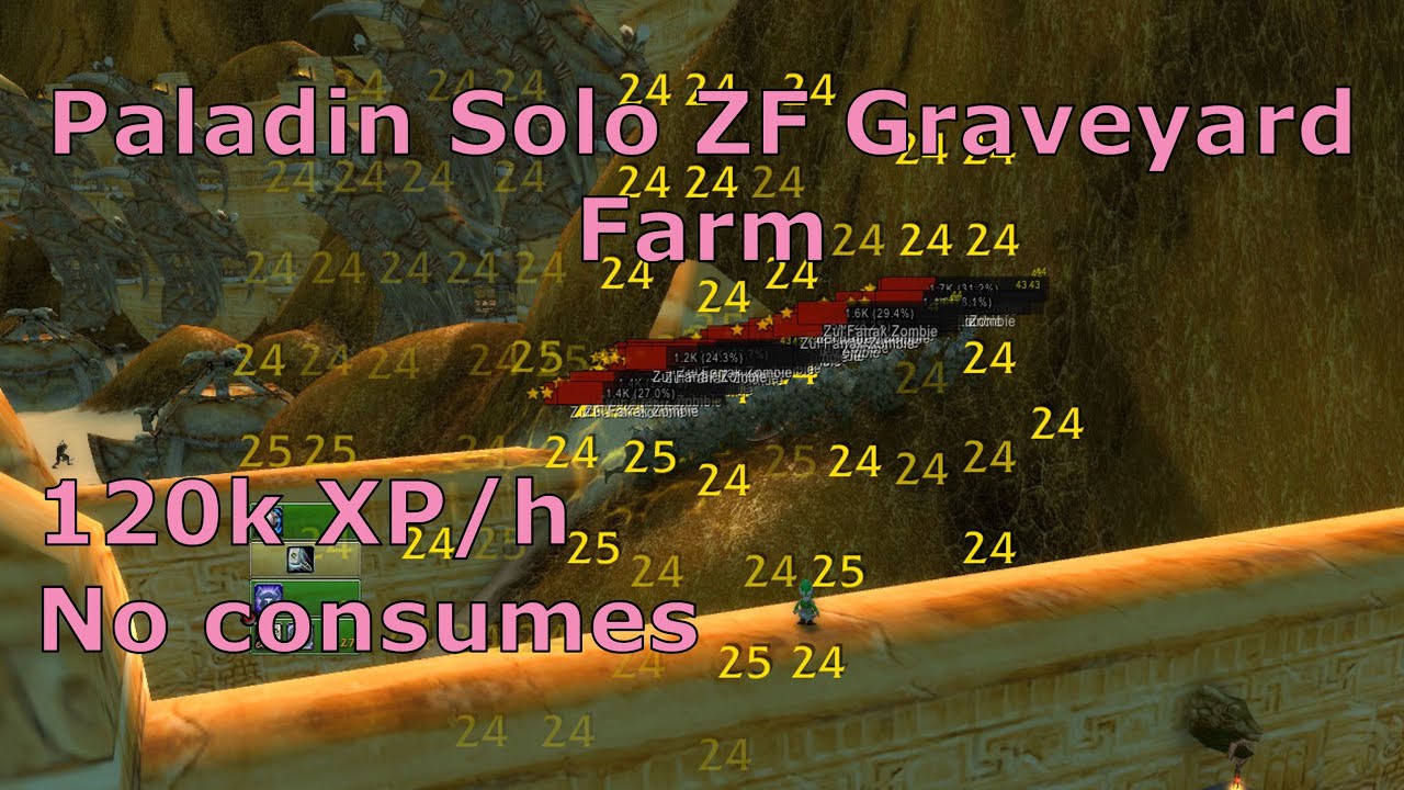 Paladin Solo Zul'Farrak Graveyard farm | 120k XP/h | no consumes | Vanilla WoW