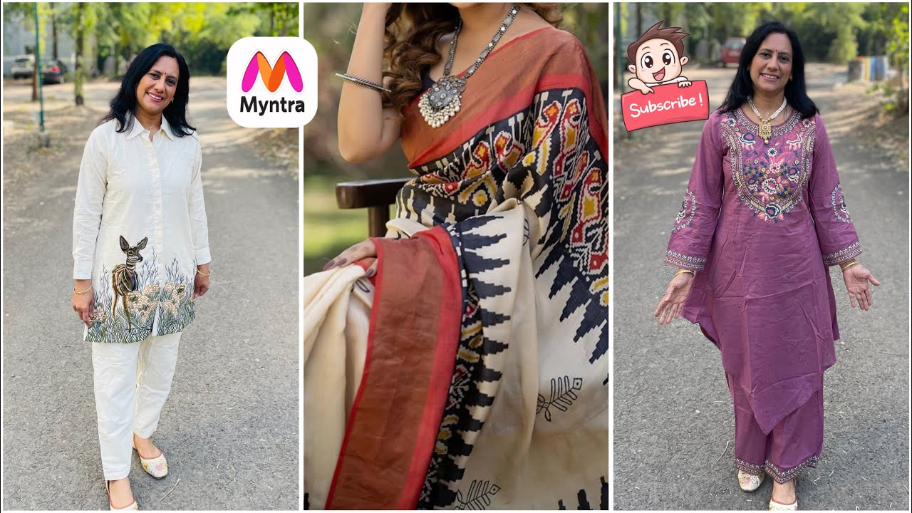 Myntra pure cotton co-ord set &  party wear saree from Amazon 💕❤️