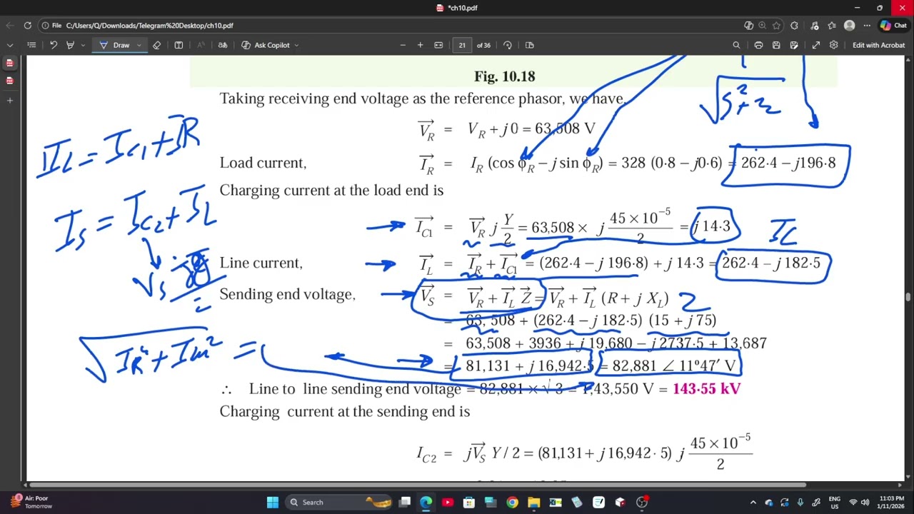 ch10 Performance of Transmission Lines | medium circuit π -section