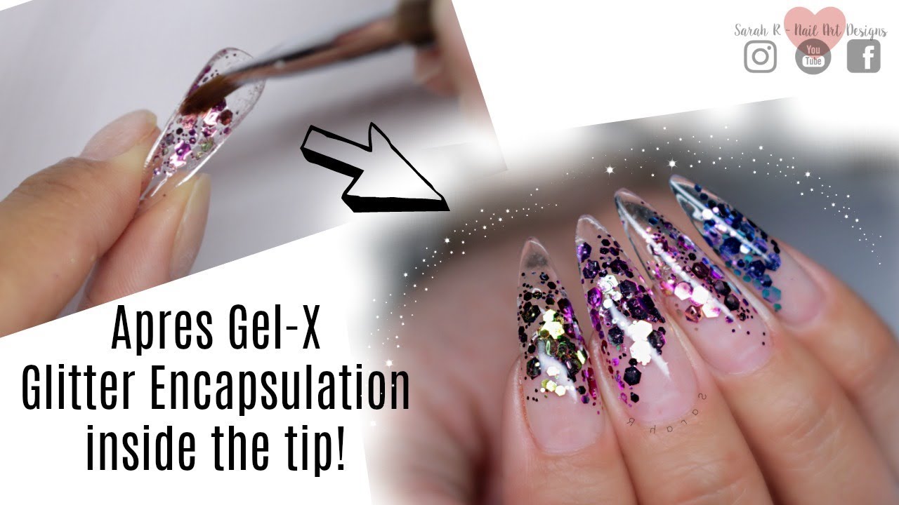 ✨HOW TO USE GLITTER INSIDE APRES GEL-X TIPS | ENCAPSULATED GLASS GLITTER NAILS✨