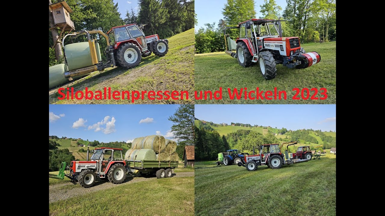 1. Schnitt 2023 Siloballenpressen und Wickeln mit NewHolland und Lindner Power