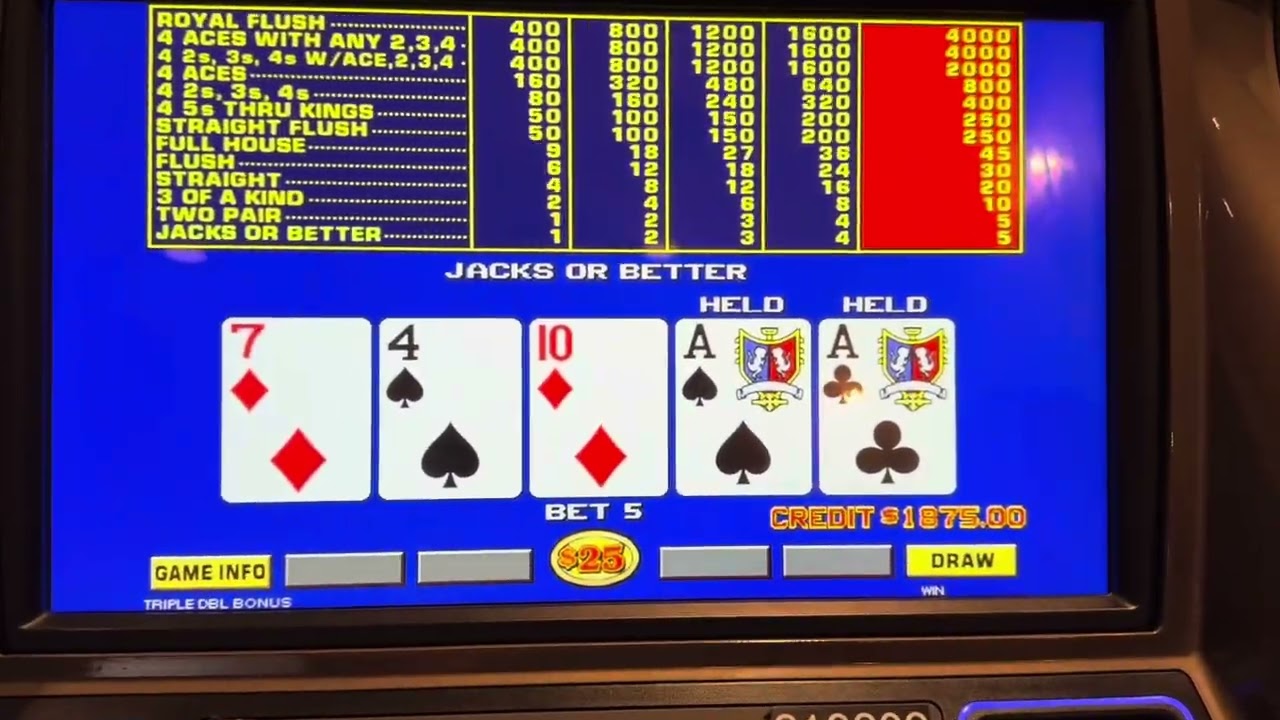 $125 (20 hands) of Triple Double Bonus Video Poker! $100,000 Royal Flush?