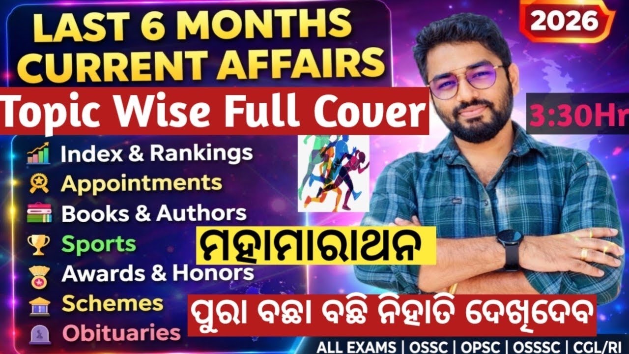 Last 6 Months Current Affairs Topic Wise 2026 | Indexes,Appointment,Awards,Scheme | Crack Govt. Exam